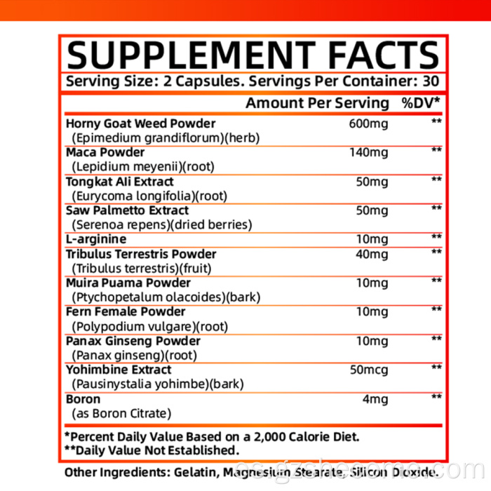 Cápsulas vegetarianas de raíz de maca cápsulas de malezas de cabra cachonda